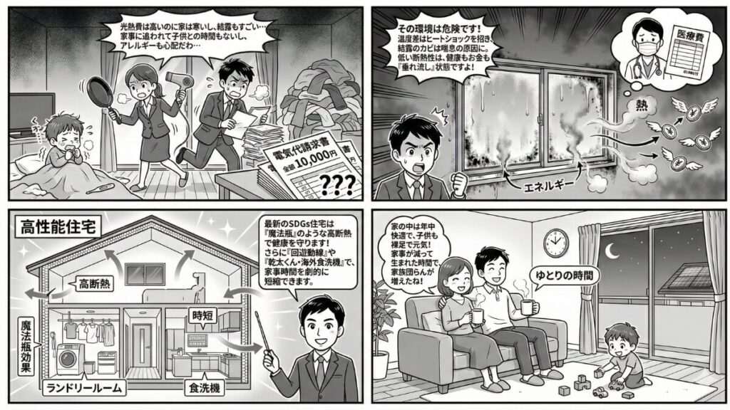 子育てしやすさを追求したSDGs住宅の最新トレンド分析をマンガで開設