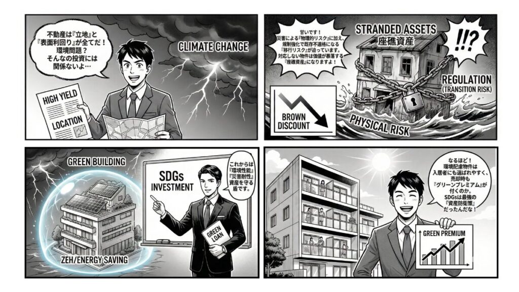 気候変動時代の賢い選択 SDGs不動産投資の意義と実践方法をマンガで解説